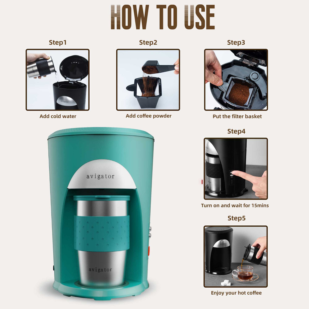 how to use car coffee maker 12V green
