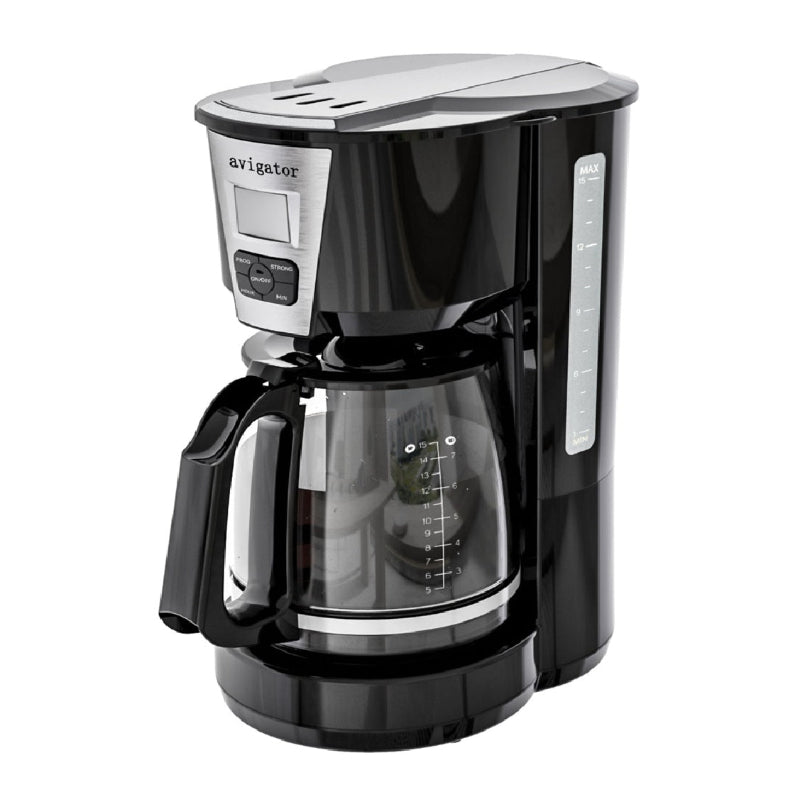 Avigator 60oz. Coffee Maker with Programmable LCD, Built-In Warming Plate & 12-Cup Capacity