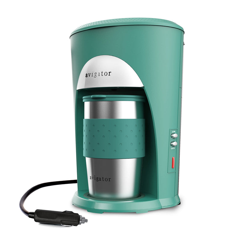 Avigator Single Cup Car Coffee Maker with Coffee Mug 12V Green