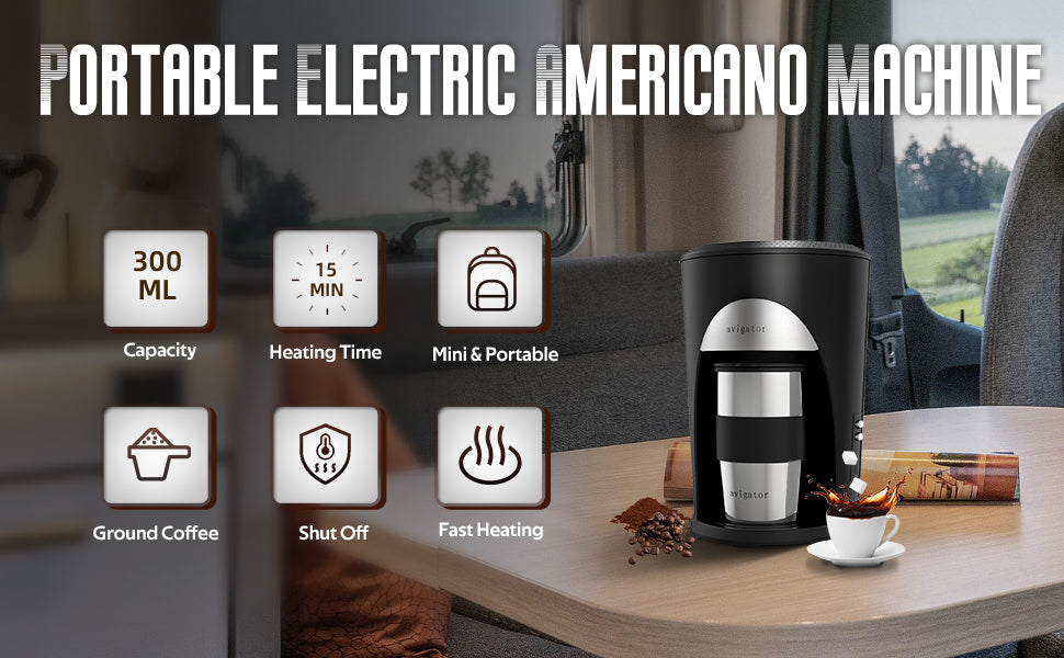 portable car coffee maker 12V black