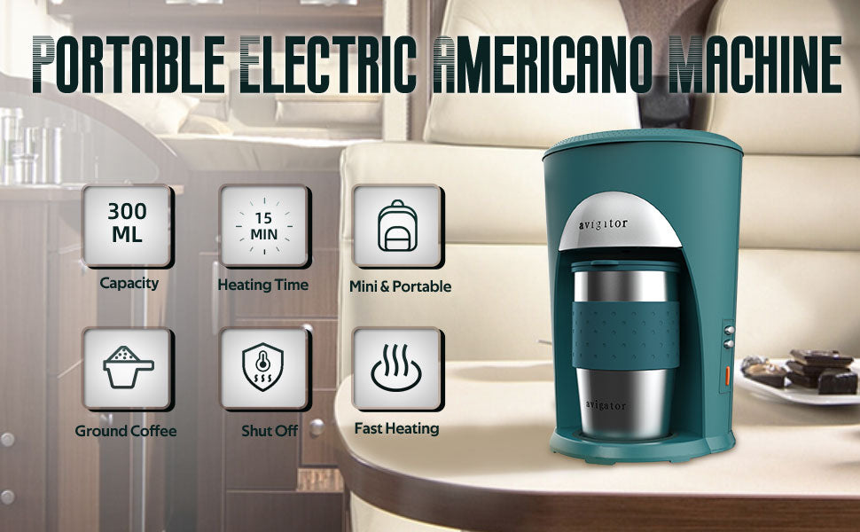 portable car coffee maker 12V green